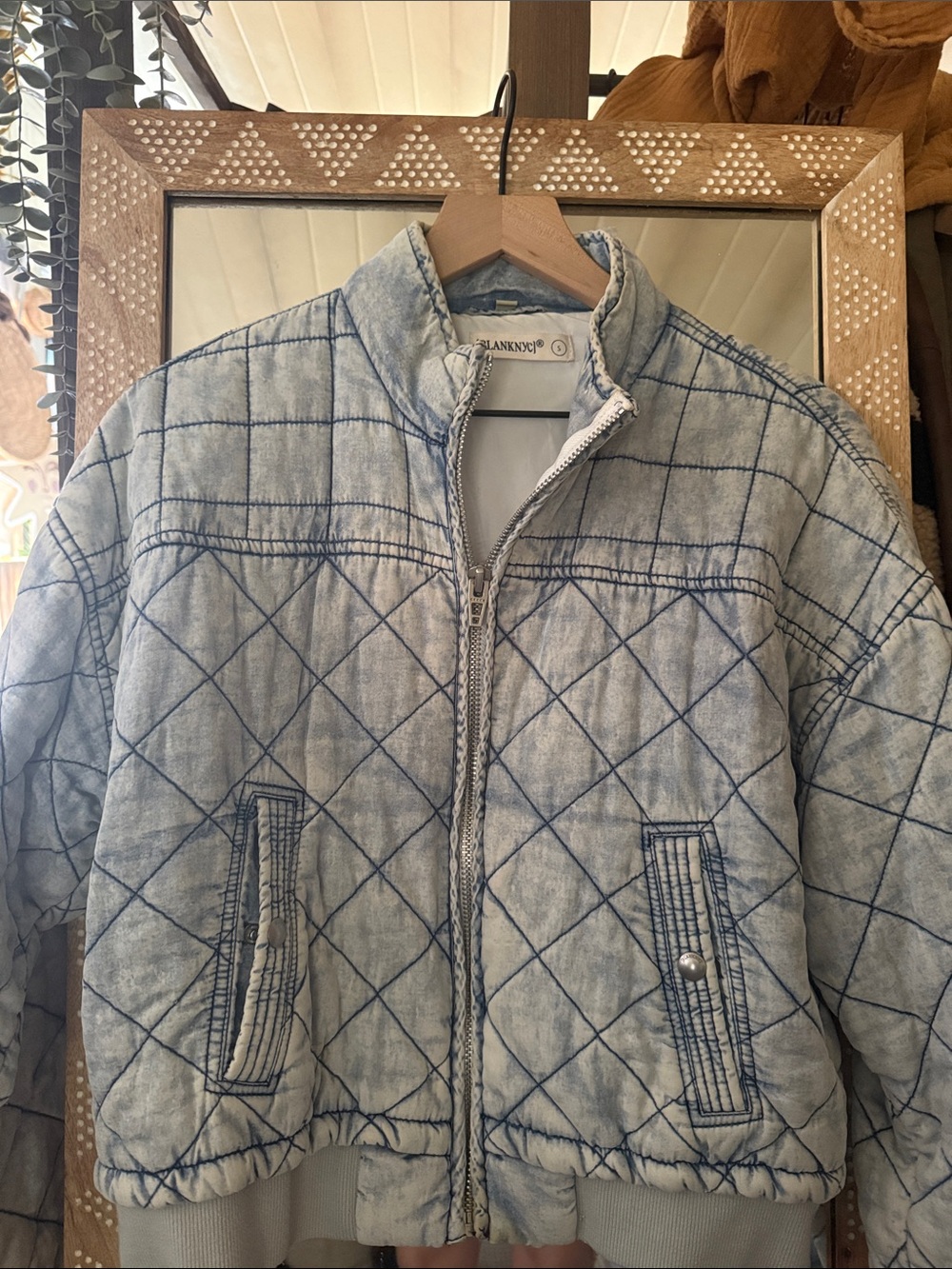 BLANKNYC Light Blue Quilted Bomber Jacket